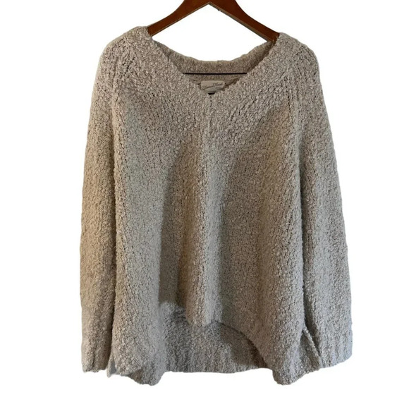 Universal Thread V Neck Fuzzy Knit Sweater Womens Plus XXL Beige Cream Neutral - Picture 1 of 5